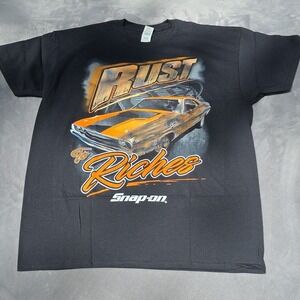 Snap On T Shirt Men's XL Front Silk Screen‎ On Black NWOT Rust To Riches Classic
